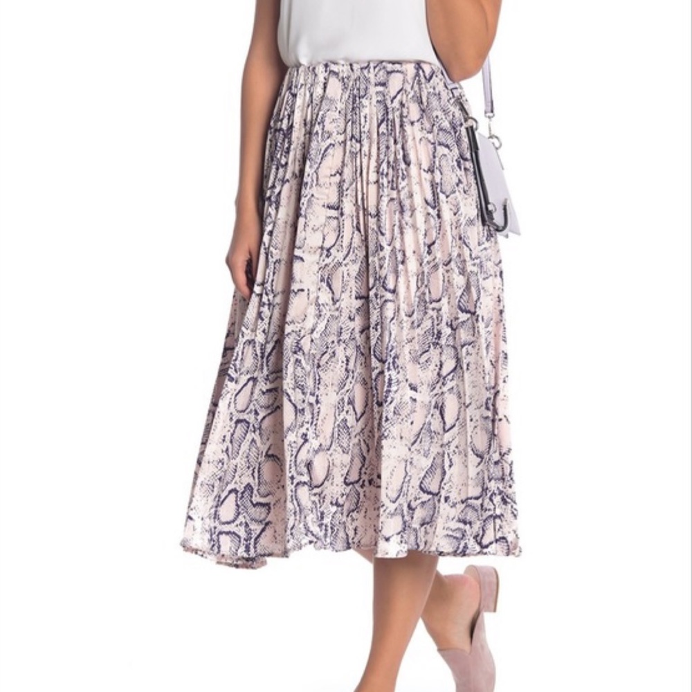 Snake Skin Midi Pleated Skirt